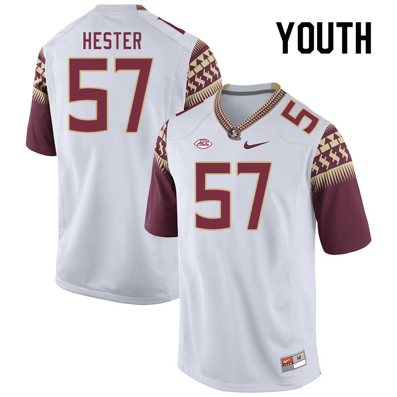 Youth #57 Aaron Hester Florida State Seminoles College Football Jerseys Stitched-White - Click Image to Close